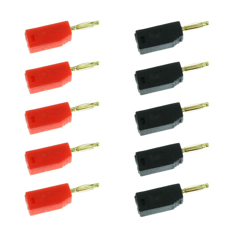 Maxmoral 10pcs 2mm Mini Stackable Banana Plug Wire Cable Connector(Red+Black) - Image 1